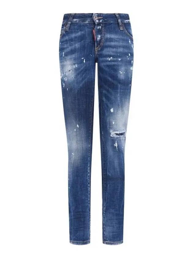 Women s Painted Washed Vintage Denim Pants JENNIFER Indigo - DSQUARED2 - BALAAN 1