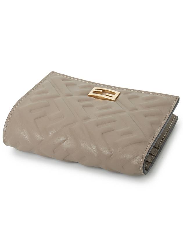 Slim Baguette FF Motif Nappa Leather Half Wallet Dove Grey - FENDI - BALAAN 4