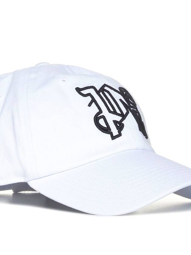 Monogram Embroidered Base Ball Cap White - PALM ANGELS - BALAAN 7