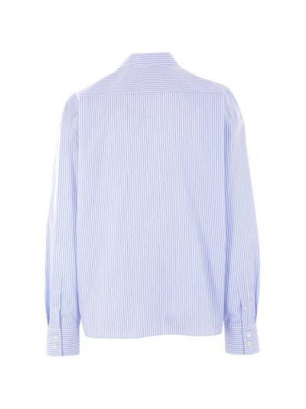 Striped Cotton Long Sleeve Shirt Light Blue - PRADA - BALAAN 5