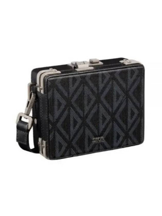 Lock Micro CD Diamond Canvas Leather Cross Bag Black - DIOR - BALAAN 1