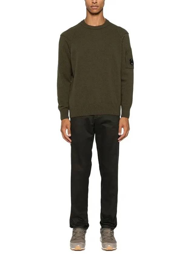 Lambswool GRS Crew Neck Knit Top Green - CP COMPANY - BALAAN 3