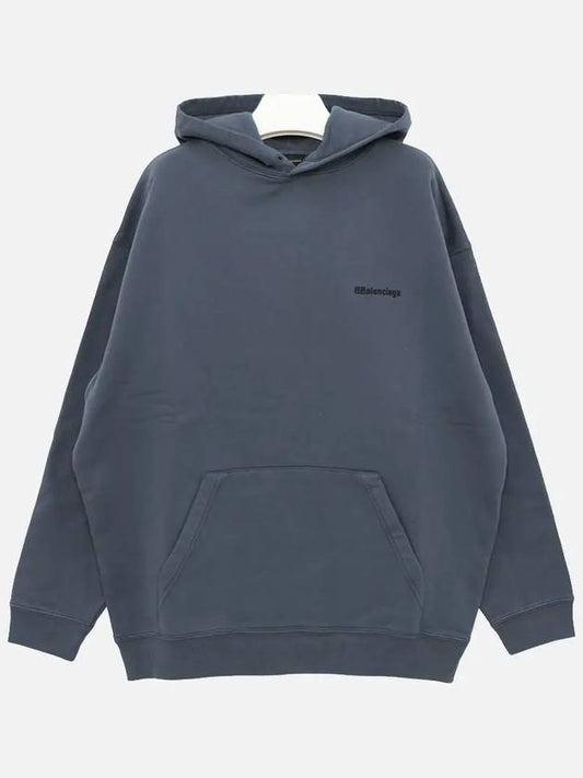 Logo Cotton Hoodie Washed Blue - BALENCIAGA - BALAAN 2