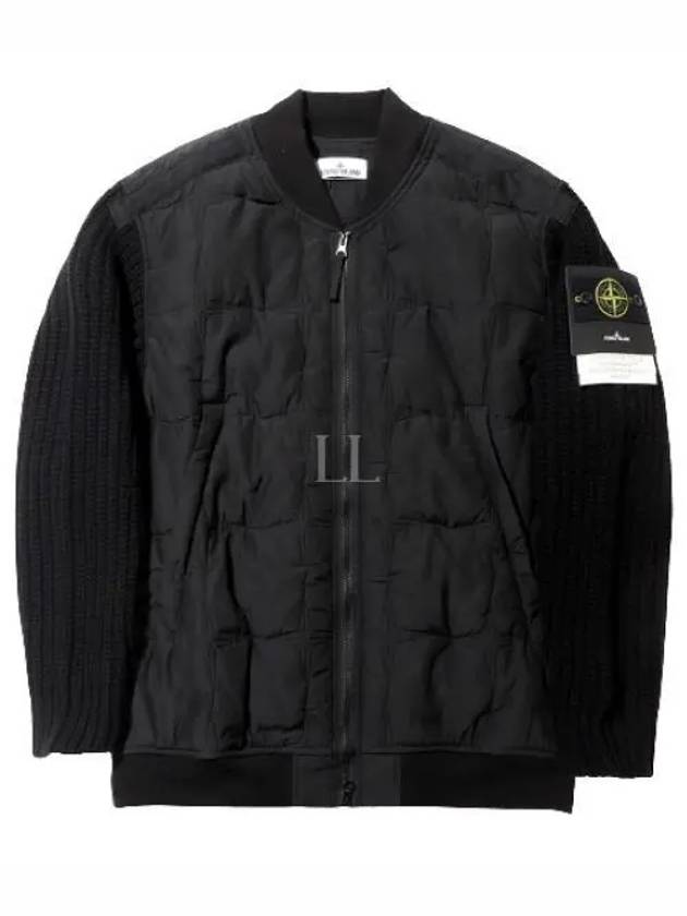 Logo Patch Padded Zip-up Jacket Black - STONE ISLAND - BALAAN 2