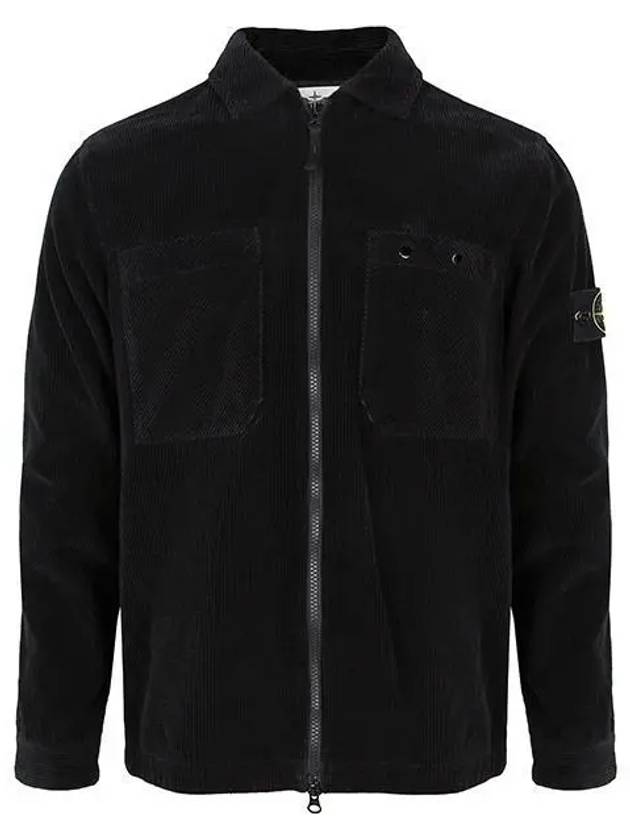 Organic Cotton Corduroy Zip-Up Jacket Black - STONE ISLAND - BALAAN 2