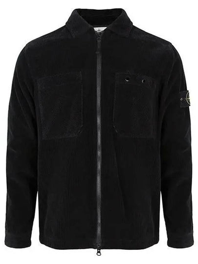 Organic Cotton Corduroy Zip-Up Jacket Black - STONE ISLAND - BALAAN 2