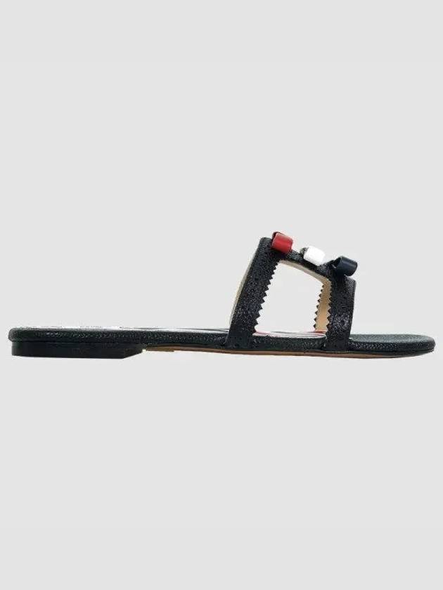 Pebble Grain Bow Brogue Slide Sandals Black - THOM BROWNE - BALAAN 2