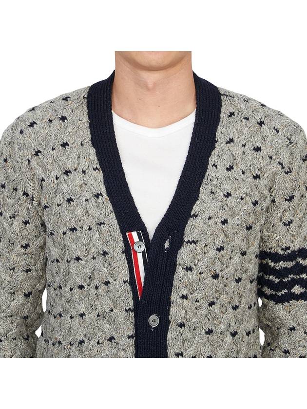 4 Bar Stripe Cable Knit Cardigan Grey - THOM BROWNE - BALAAN 7