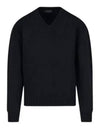 V-Neck Wool Knitted Sweater Black - PRADA - BALAAN 2