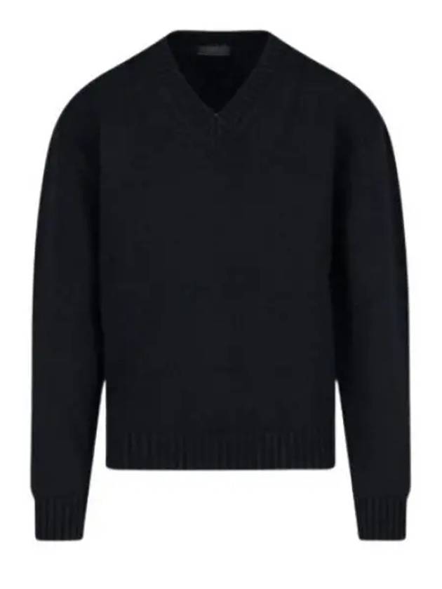 V-Neck Wool Knitted Sweater Black - PRADA - BALAAN 2