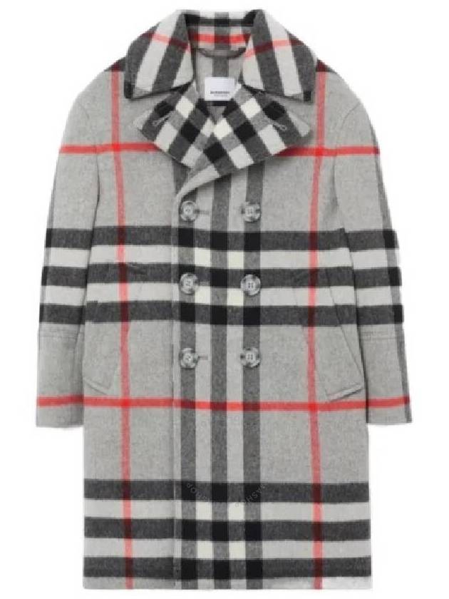 Burberry Boys Monty Cool Charcoal Grey Check Wool Cashmere Blend Coat, Size 10Y - BURBERRY - BALAAN 1