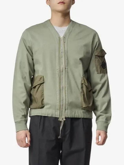 Men's Logo Patch Zip-Up Jacket Bronze Green - CP COMPANY - BALAAN 2