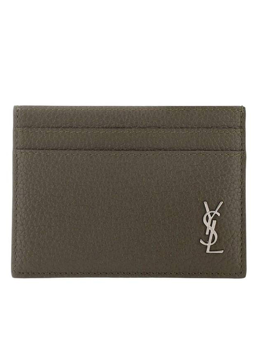 Casandre Small Grain Leather Card Wallet Dark Khaki - SAINT LAURENT - BALAAN 1