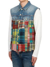 Tartan Patchwork Denim Vest Blue - ACNE STUDIOS - BALAAN 4