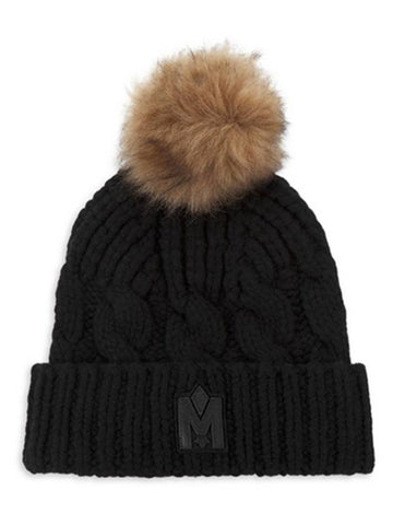 Nina Black Natural Cashmere Fox Fur Beanie NINAC0004 - MACKAGE - BALAAN 1