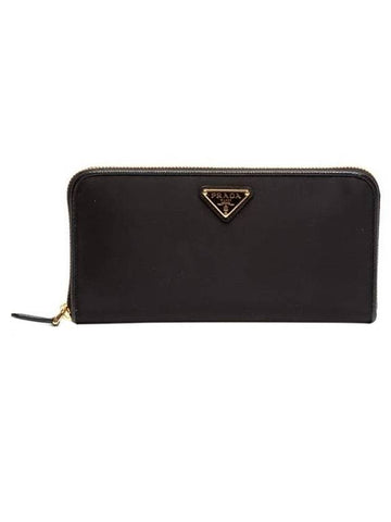 Tessuto Triangle Logo Long Wallet Black - PRADA - BALAAN 1