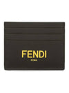 Logo Leather Card Wallet Black Yellow - FENDI - BALAAN 3