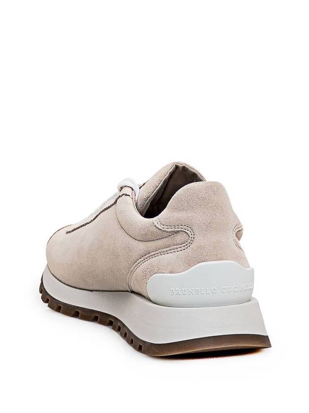 Chain Suede Low Top Sneakers Ivory - BRUNELLO CUCINELLI - BALAAN 4