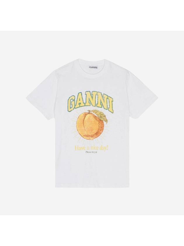 Women's Relaxed Peach Print Short Sleeve T-Shirt White - GANNI - BALAAN 2