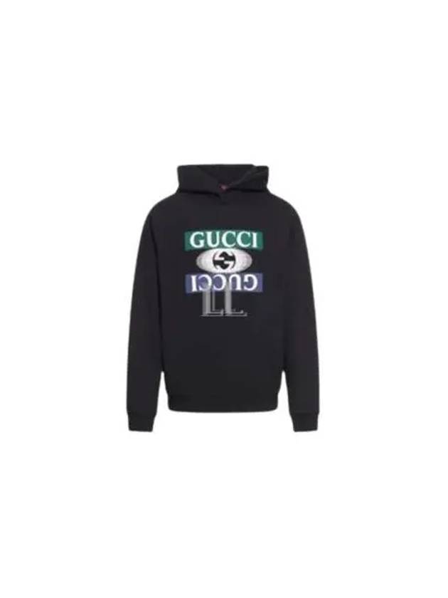 Interlocking G Shadow Print Cotton Jersey Hoodie Black - GUCCI - BALAAN 2