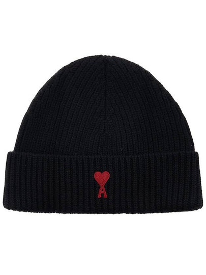 Heart Logo Wool Beanie Black - AMI - BALAAN 2