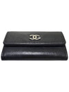 Women s A81645 Black CC Camellia Logo Goat Skin Card Wallet - CHANEL - BALAAN 4