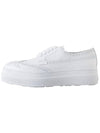 Lace-Up Leather Low Top Sneakers White - PRADA - BALAAN 4