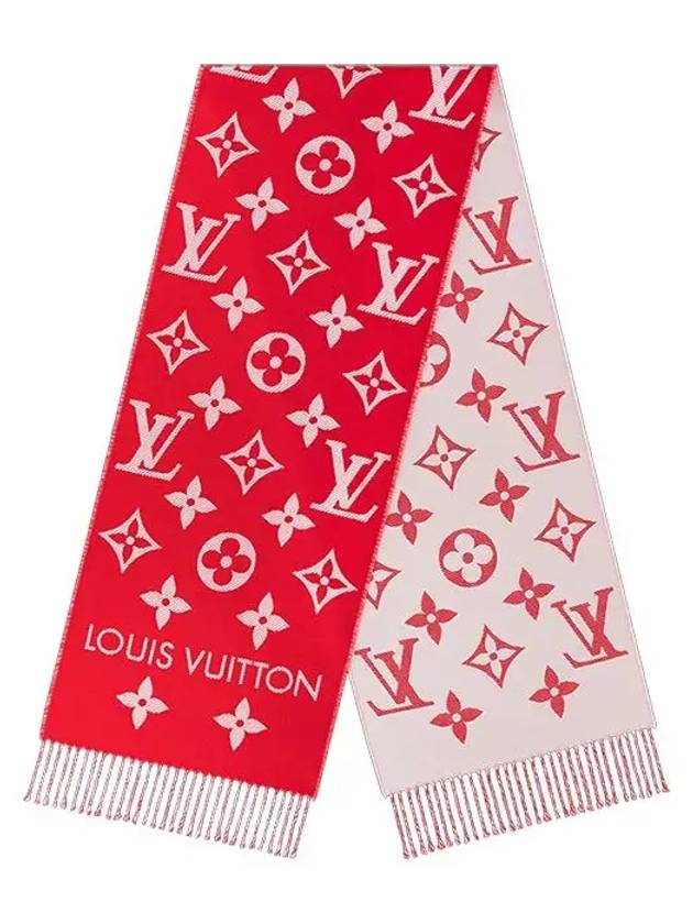 LV Essential Monogram Wool Scarf Red - LOUIS VUITTON - BALAAN 3