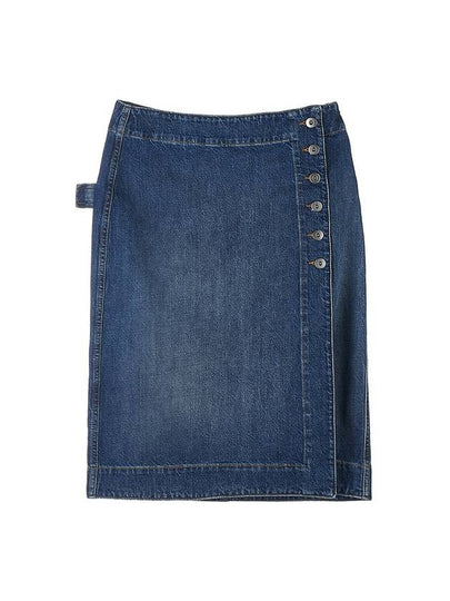 Washed Midi Denim A-Line Skirt Blue - BOTTEGA VENETA - BALAAN 2