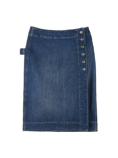 Washed Midi Denim A-Line Skirt Blue - BOTTEGA VENETA - BALAAN 1