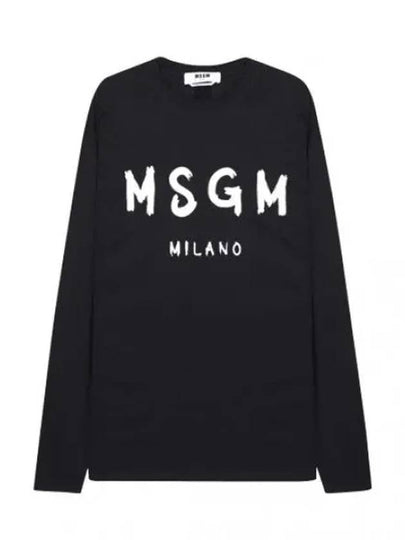 Milano Brushed Logo Long Sleeve T-Shirt Black - MSGM - BALAAN 2