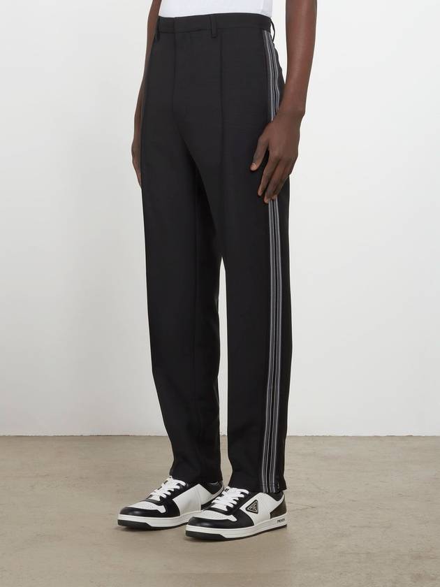 Triangle Logo Stripe Straight Pants Black - PRADA - BALAAN 1