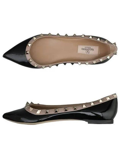 Rockstud Pointed Toe Ballerina Flats Black - VALENTINO - BALAAN 2