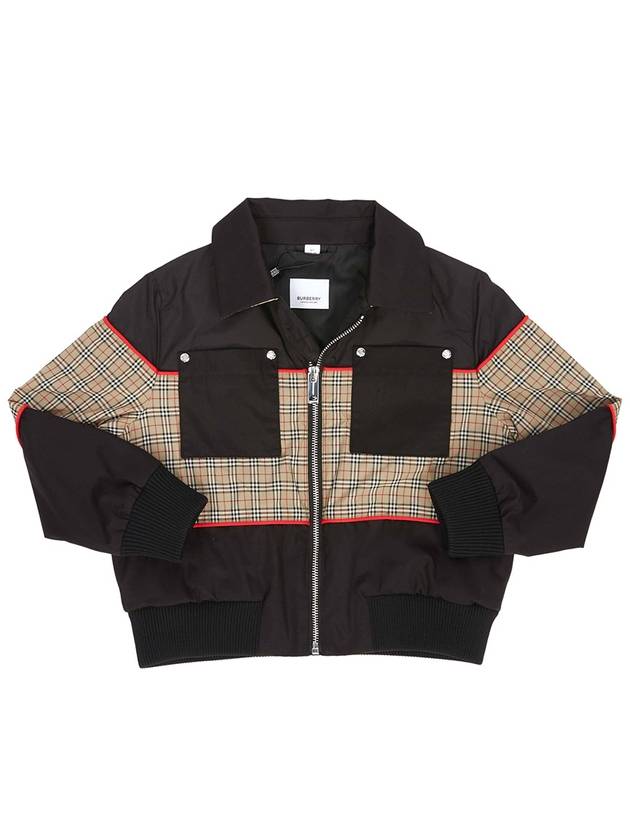 Kids Check Panel Harrington Zip up Jacket Black 8053690 12 14A Adults can wear - BURBERRY - BALAAN 3