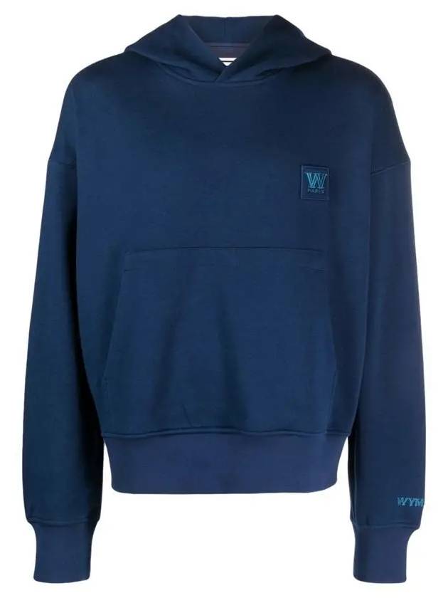 W Logo Patch Cotton Hoodie Blue - WOOYOUNGMI - BALAAN 2