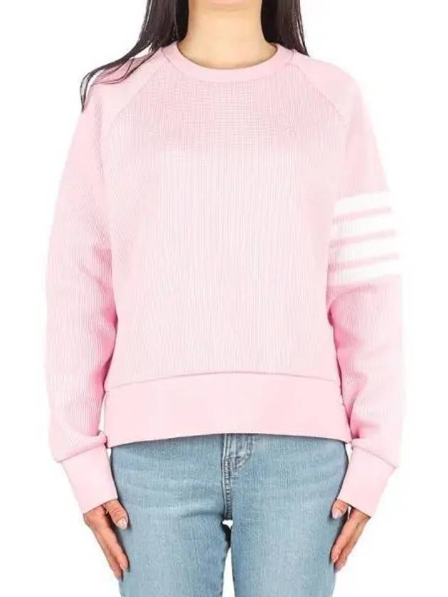 Women's Diagonal Wappen Crew Neck Sweatshirt Pink - THOM BROWNE - BALAAN 2