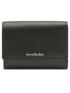 Logo Tri-Fold Leather Half Wallet Black - ACNE STUDIOS - BALAAN 2