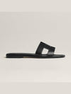 Oran Calfskin Slippers Noir Piqures Ecrues Black - HERMES - BALAAN 4