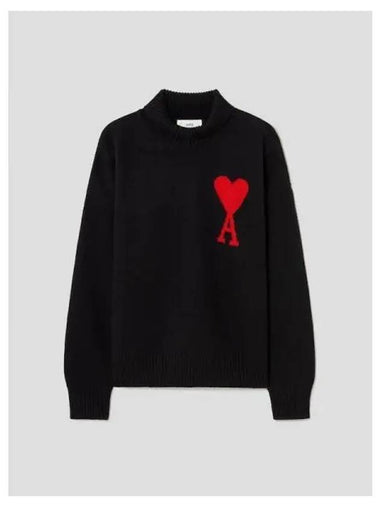 Unisex Intarsia Adc Funnel Neck Knit Sweater Black Red Domestic Product GM0024090903107 - AMI - BALAAN 1