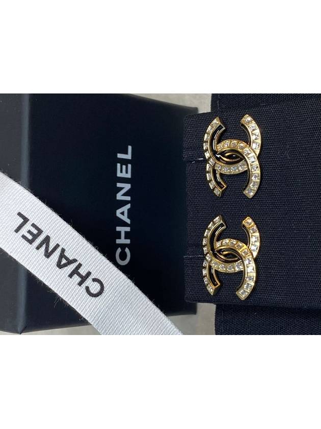 earrings metal diamante gold black crystal - CHANEL - BALAAN 6