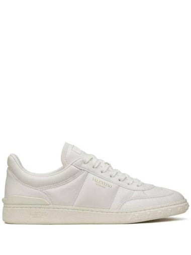 Upvillage Lace-Up Leather Low Top Sneakers White - VALENTINO - BALAAN 1