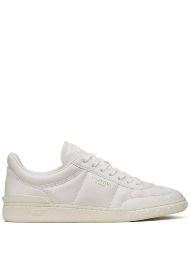 Upvillage Lace-Up Leather Low Top Sneakers White - VALENTINO - BALAAN 2