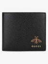 Animalier Bee Leather Half Wallet Black - GUCCI - BALAAN 3