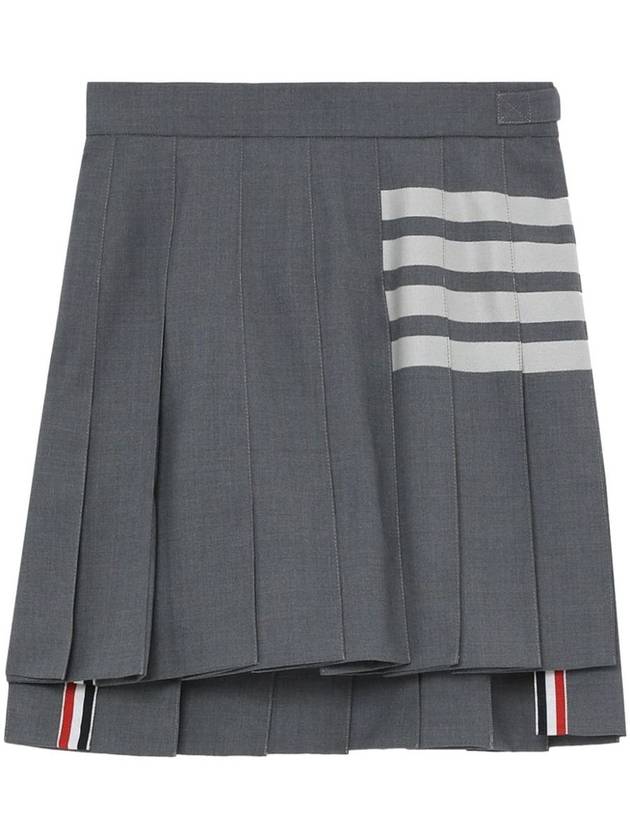 4 Bar Plain Weave Mini Pleated Skirt Grey - THOM BROWNE - BALAAN 2