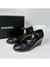 CC Logo Leather Wedge Heel Black 37 G39423 - CHANEL - BALAAN 3