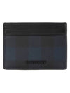 Check Leather Card Wallet Navy - BURBERRY - BALAAN 1