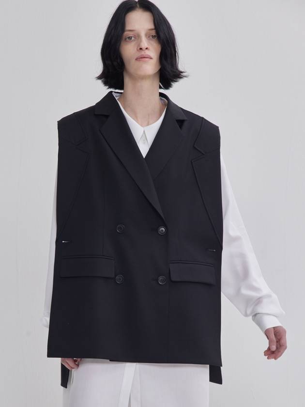 Lapel Collar Develop Design Wool Vest Black - LIE - BALAAN 6