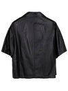 Men's Nappa Leather Short Sleeve Shirt Black - PRADA - BALAAN.