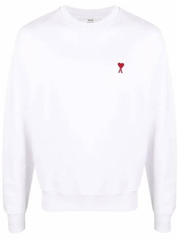 Small Heart Logo Sweatshirt White - AMI - BALAAN 1