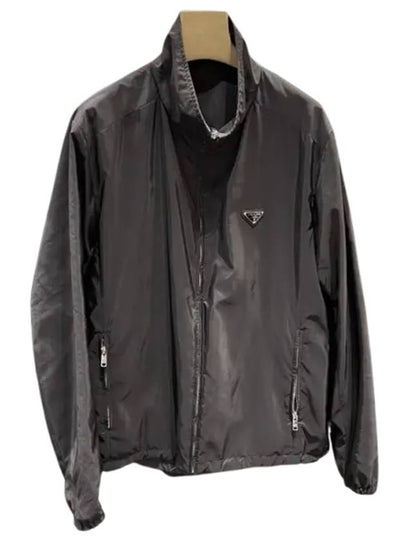 triangle logo reversible zip-up jacket black - PRADA - BALAAN 2